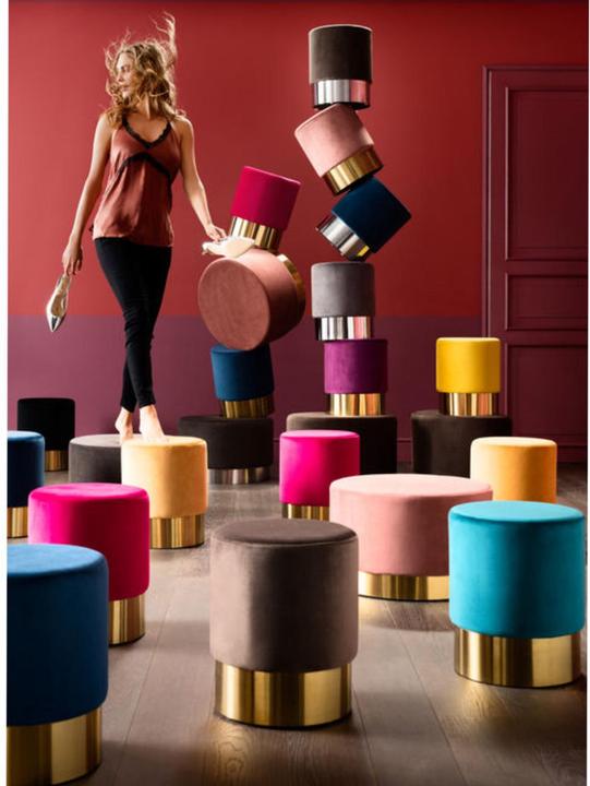 Actual product image Kare Design Stool Cherry Dark Green Brass Ø35cm