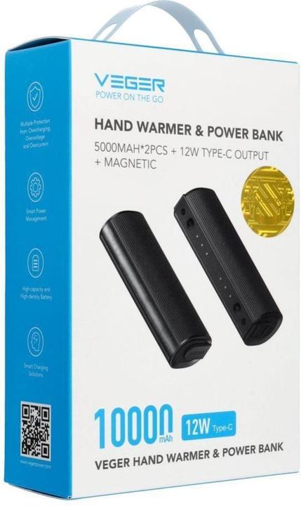 Image du produit Veger Power bank powerbank 2 x 5000 mAh with hand warmer 2,4A 2 pcs black and silver (5000 mAh, 12 W, 18.50 Wh)
