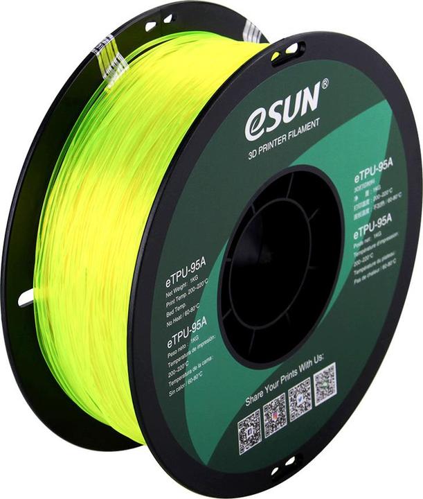 Immagine prodotto eSUN Filamento 3D eTPU-95A 1,75mm Tr. Giallo 1kg (TPU, 1.75 mm, 1000 g, Giallo)