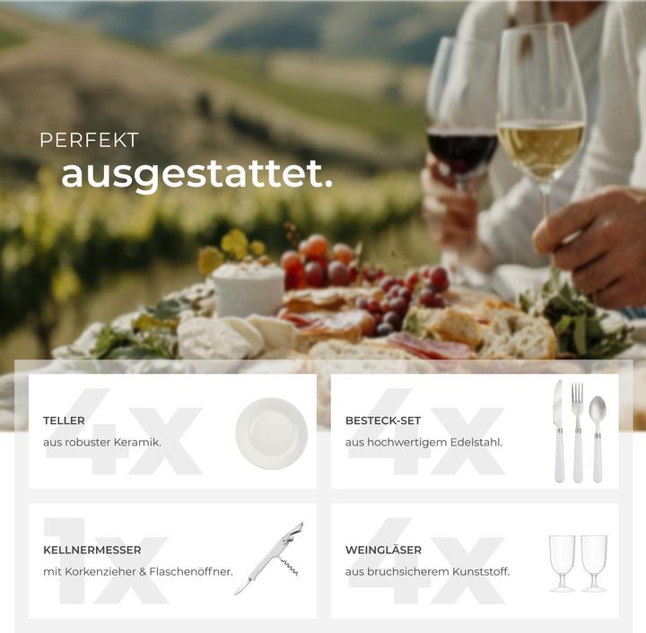 Actual product image tectake Picnic basket Föhr for 4 people, with cooler compartment & accessories