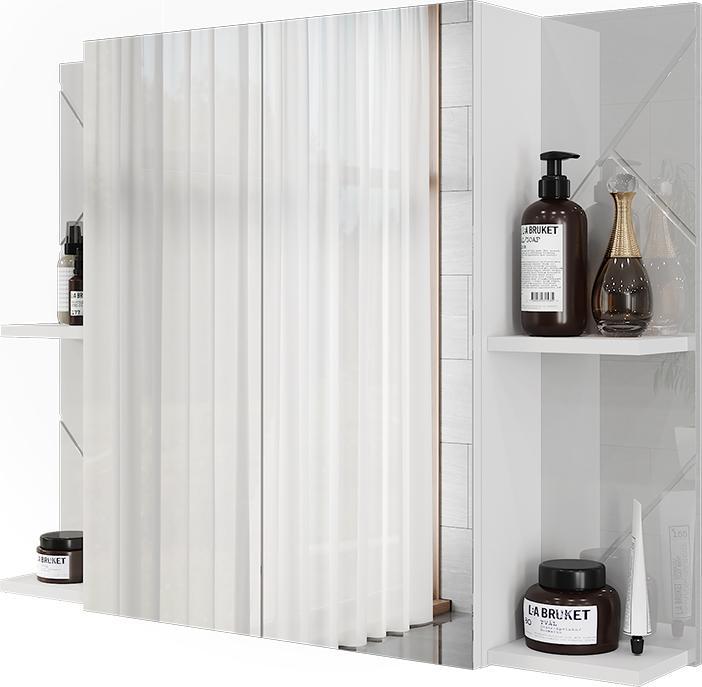 Produktbild Vicco Badspiegelschrank Irma, Weiss/Weiss Hochglanz, 100 x 75 cm mit 2 Türen