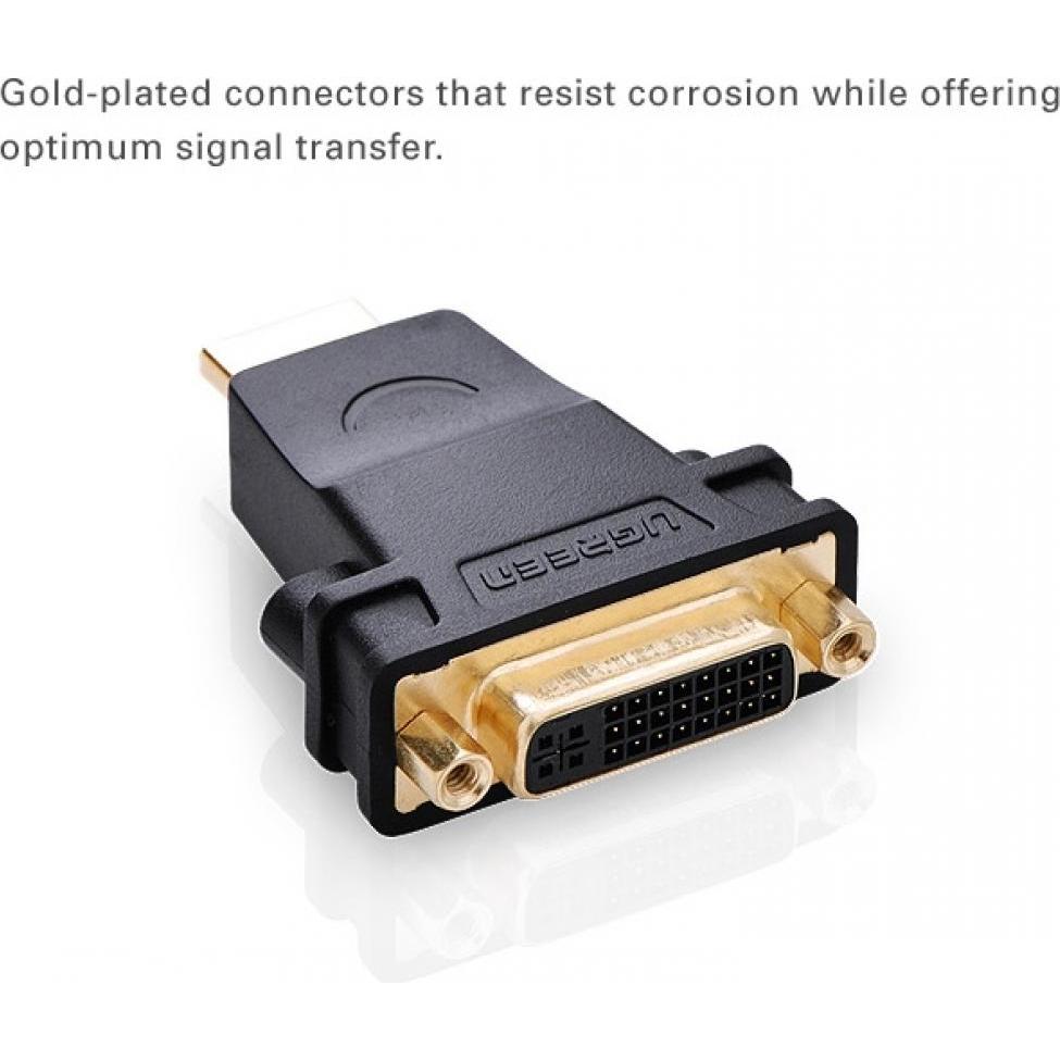 Ugreen Adattatore DVI / HDMI Spina HDMI Presa DVI 24+1 pin (HDMI), Adattatore dati + video, Nero