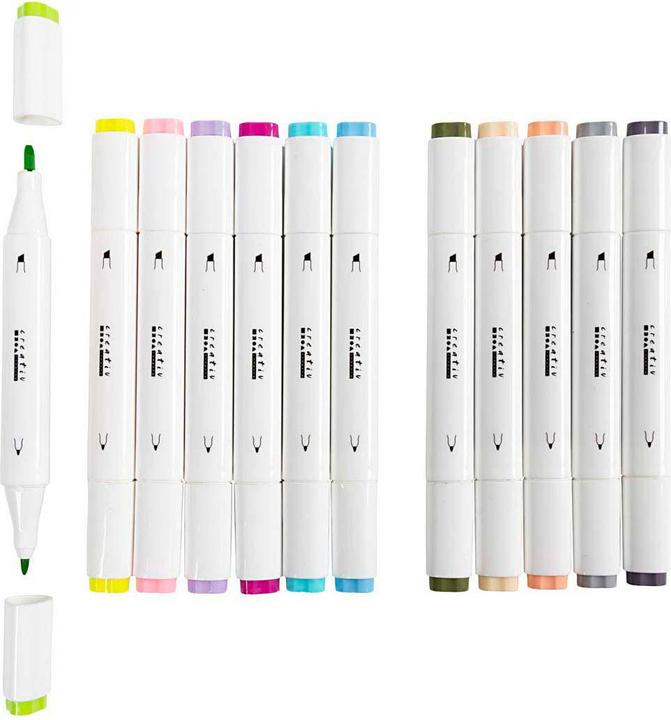 Actual product image Creativ Company Kalligraphiemarker 1+ 8 mm, 12 Stück, Pastellfarben (12x)