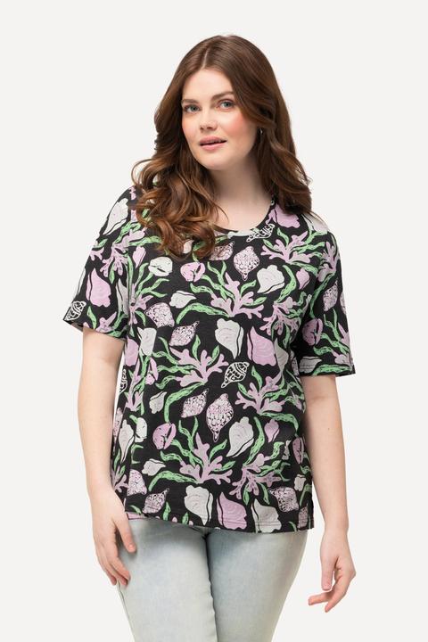 Image du produit Ulla Popken T-shirt à motif marin, coupe Classic et col rond, manches courtes (46, 48)