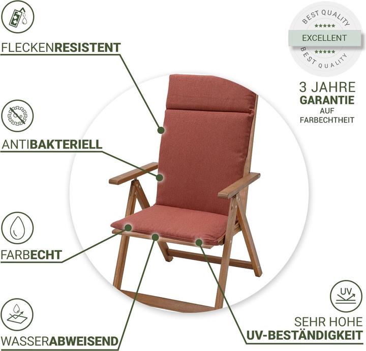 Produktbild Natura Punto Gartenstuhl Hochlehner-Auflage by Madison, 4er Set (120 x 50 cm)