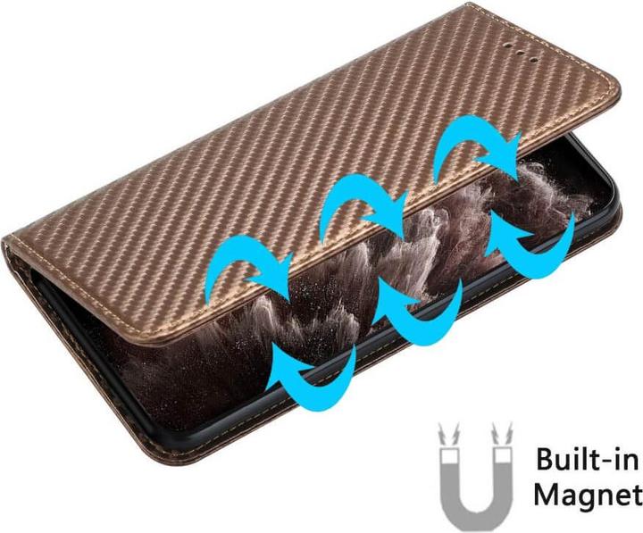 Actual product image Cover-Discount Xiaomi Poco X5 - Carbon Look Flip Case Cover brown (Xiaomi Poco X5)