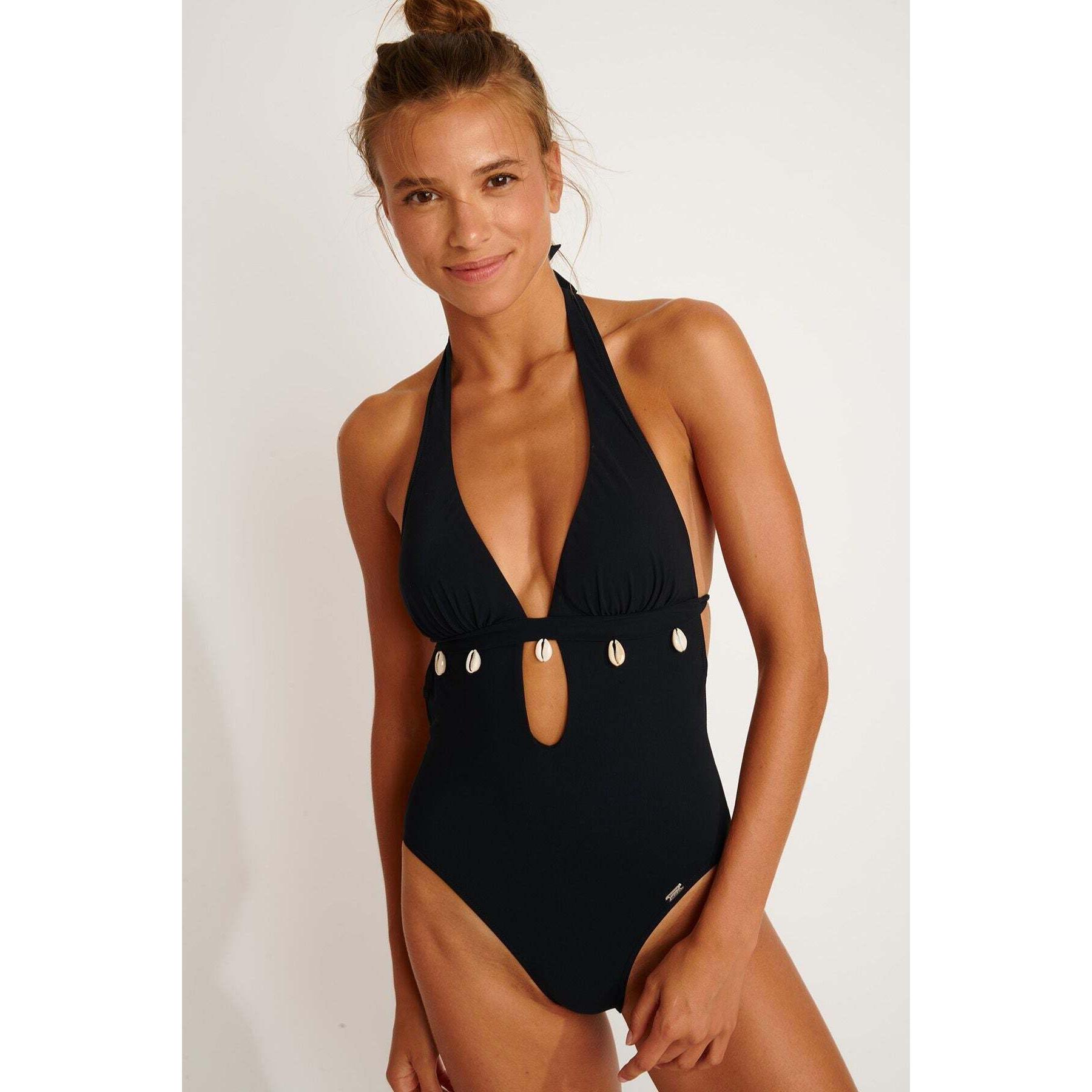 Banana Moon, Damen, Badeanzug, Badeanzug SHELLINA-BLACK, Schwarz, (36)