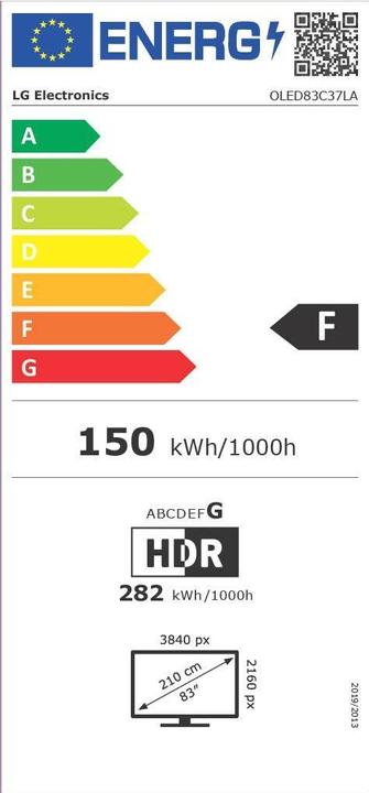 Energie-Label LG OLED83C37LA (83", C3, OLED, 4K, 2023)