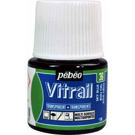 Pebeo, Künstlerfarbe + Bastelfarbe, Vitrail Transparentfarben (Himmelblau, 45 ml)