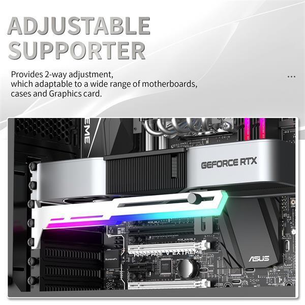 Actual product image 1st Cool 1stCOOL GPU Holder ARGB - metal adjustable white VGA holder