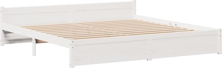 Produktbild vidaXL Massivholzbett Holzbett Bett mit Regal ohne Matratze Weiss 180x200cm (180 x 200 cm)