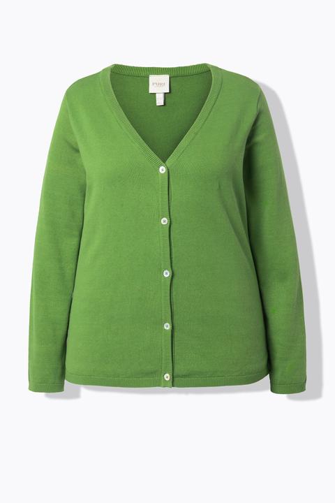 Produktbild Ulla Popken Twinset-Strickjacke, V-Ausschnitt, Langarm (58)