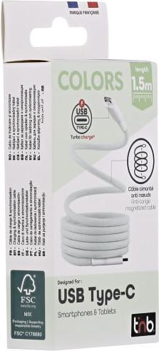 Actual product image T'nB CÂBLE USB-C MAGNÉTIQUE 1,5M M/M (VERT) (1.50 m, 60 W)