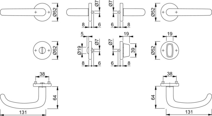Produktbild Hoppe Rosettengarnitur San Francisco E1301Z/42KV/42KVS Edelstahl F69 rund SK/OL DIN links / rechts D/D (Türrosette)