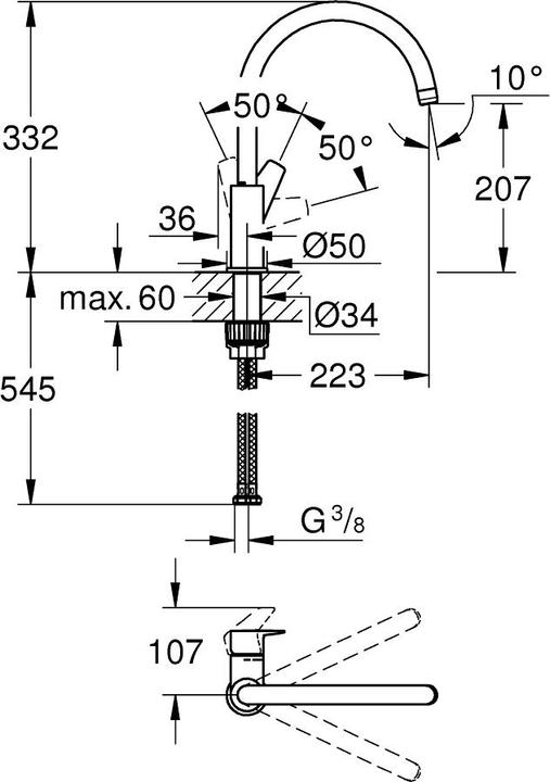 Actual product image Grohe Kchenarmatur mit Einhebelmischer BauEdge chrom glnzend 31367001