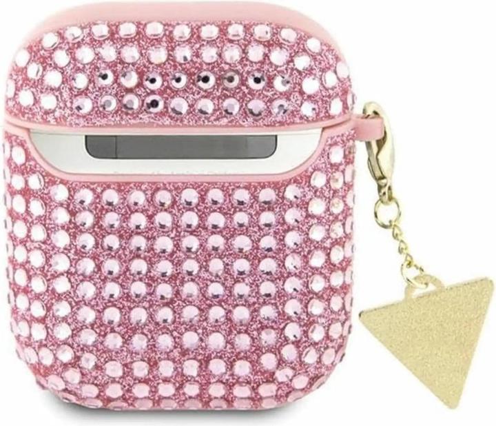 Produktbild Guess GUA2HDGTPP AirPods 1/2 cover różowy/pink Rhinestone Triangle Charm (Kopfhörer Hülle)