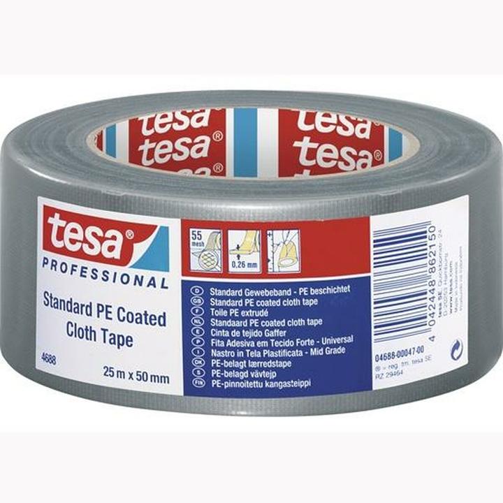 Actual product image tesa Fabric tape band® Standard 4688 silver matt length 25 m width 50 mm (50 mm)