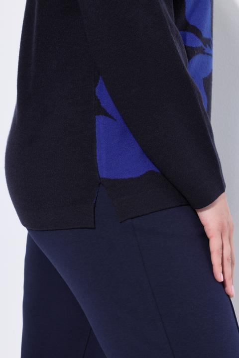 Produktbild Ulla Popken Pullover, Blüten, Oversized, Stehkragen, Langarm (60)