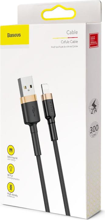 Produktbild Baseus cafule Cable USB For iP 2A 3m Gold+Black (3 m, USB 3.0)