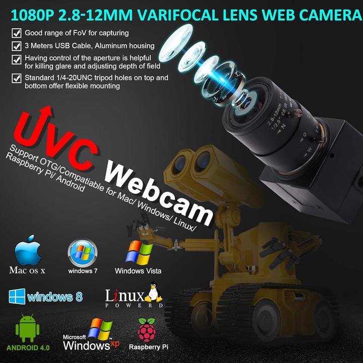 Actual product image ELP USB-Kamera mit 4-Fach optischem Zoom (1080P, 2MP) (2 Mpx)