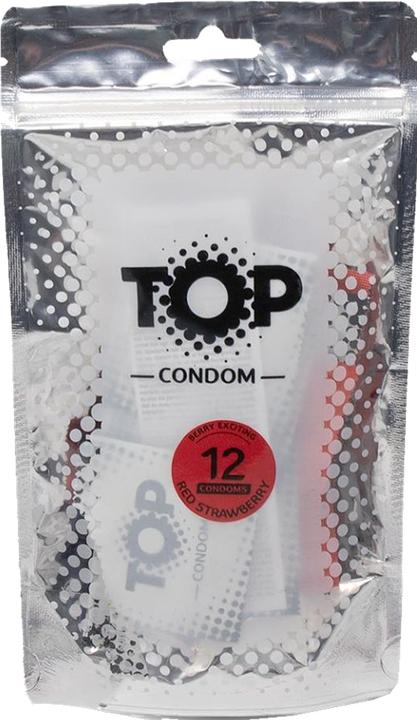 TOP «Berry Exciting» Red Strawberry – 12 rote Kondome, Erdbeerduft, farbig, geprüft, hautfreundlich (12 pcs.)
