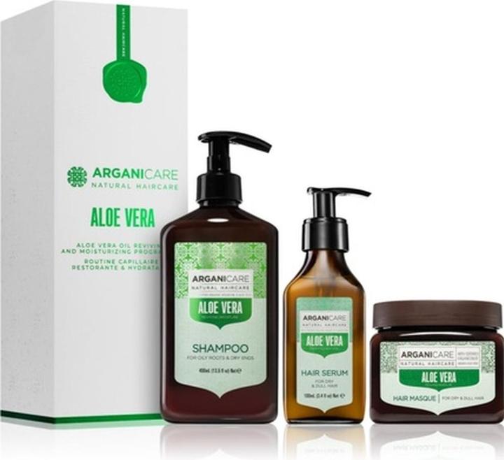 Arganicare Aloe-Vera-Öl Belebendes und feuchtigkeitsspendendes Programm-Set - Hydratisierende Wirkung (Haarpflege Set)