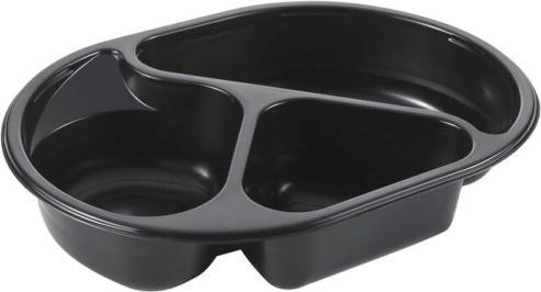 Actual product image Plus Pack Microwave dish 3 compartments oval PP black 240x180x40mm 240pcs/glass - (240 pcs.)
