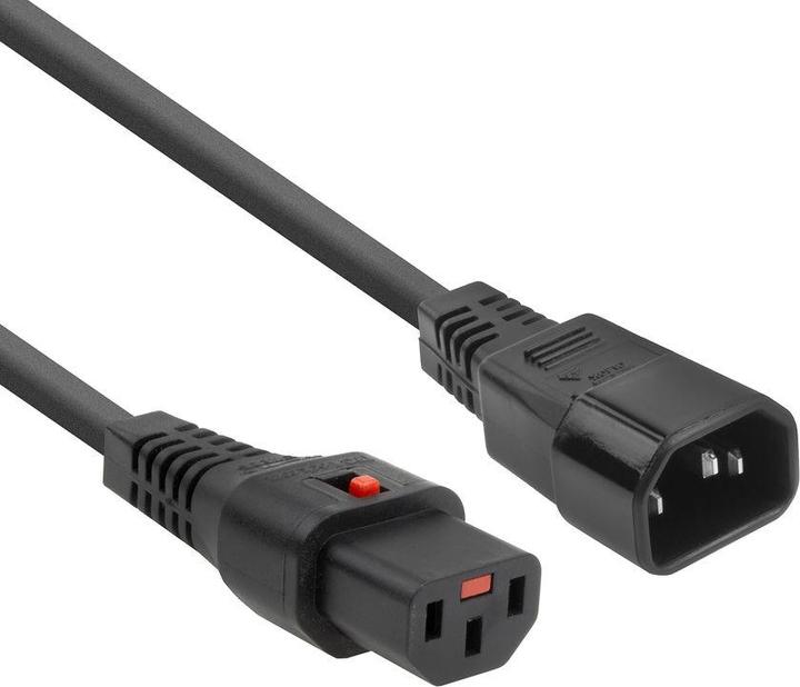 Iec Lock 230V connection cable C13 lockable - C14 black 1.50 m (1.50 m)