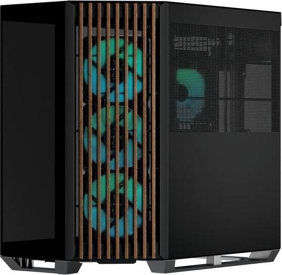 APNX V1-W-BK-v3 (schwarz, Tempered Glass x 2, Holz-Verkleidung)