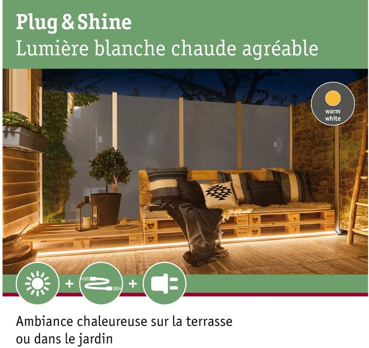 Image du produit Paulmann Bande LED Plug & Shine (Blanc chaud, 500 cm, Extérieur)