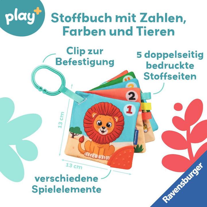 Image du produit Ravensburger 4854 play+ Mon tout premier livre de jeu : Chiffres et couleurs, livre en tissu, livre à câliner (Allemand)