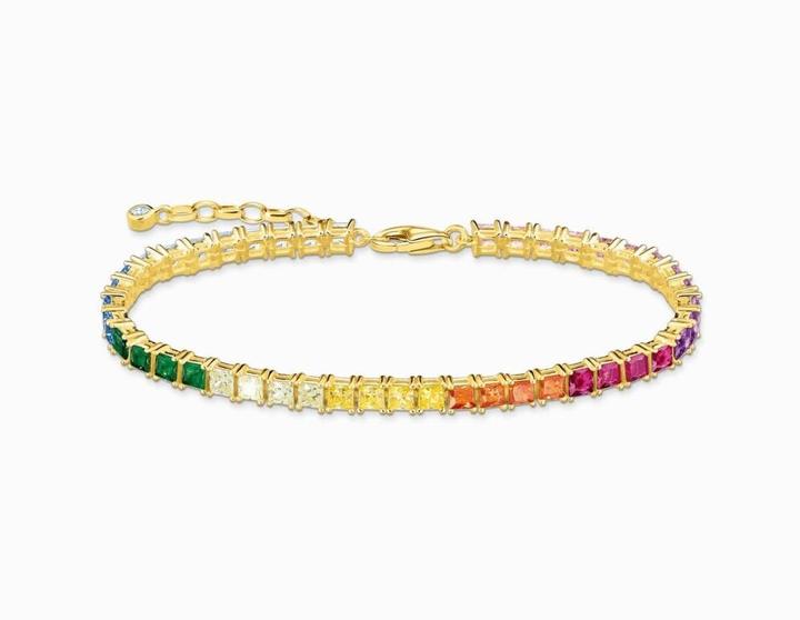 Produktbild Thomas Sabo Tennis Armband Bunte Steine Gold (19 cm, Silber 925)