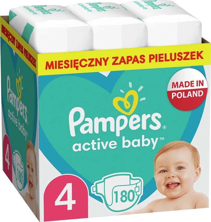 Produktbild Pampers Active Baby (Gr. 4, Monatsbox, 180 Stk.)