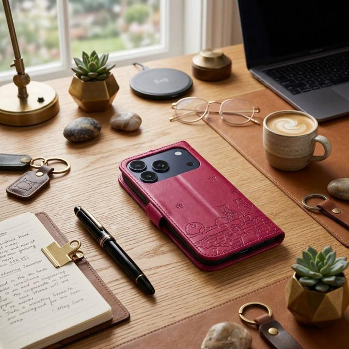 Produktbild OEM Back panel cover MEZZO Book case for IPHONE 17 PRO MAX cats red (Apple iPhone 17 Pro Max)