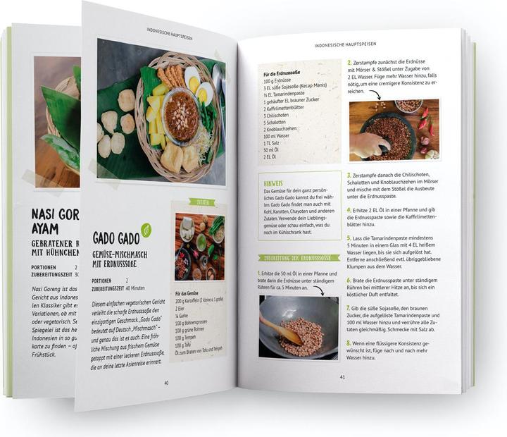 Produktbild Indonesien Kochbuch: 38 indonesische Rezepte (Authentische Indonesische Küche mit einfachen (Deutsch, Sanita Sijecic, Simon Sitanggang, Melissa Schumacher, Pia Himmelein, Sebastian Würfel, 2021)