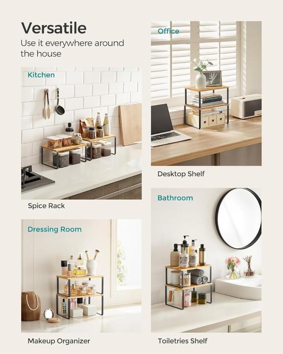 Actual product image Songmics Cupboard organiser shelf set of 2 (17 x 19.5 x 15.5 cm, 17 x 18.5 x 14 cm)