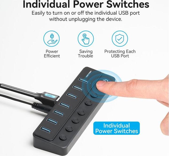 Image du produit Vention Hub de port USB 3.0 7 en 1 (USB-C, 7 ports)