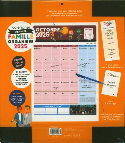 Image du produit Larousse pratique Calendrier mensuel famille organisée 2025 (Français)