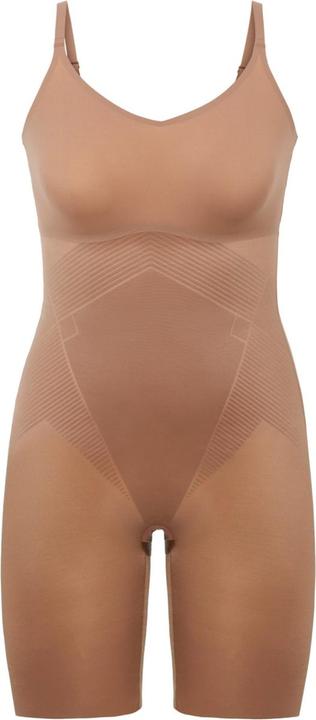 Spanx Dünnstärke 2.0 - geschlossen - Bust Mid -Doigh Bodysuit - Farbcafé Au Lait (dunkle Hautfarbe) (L)