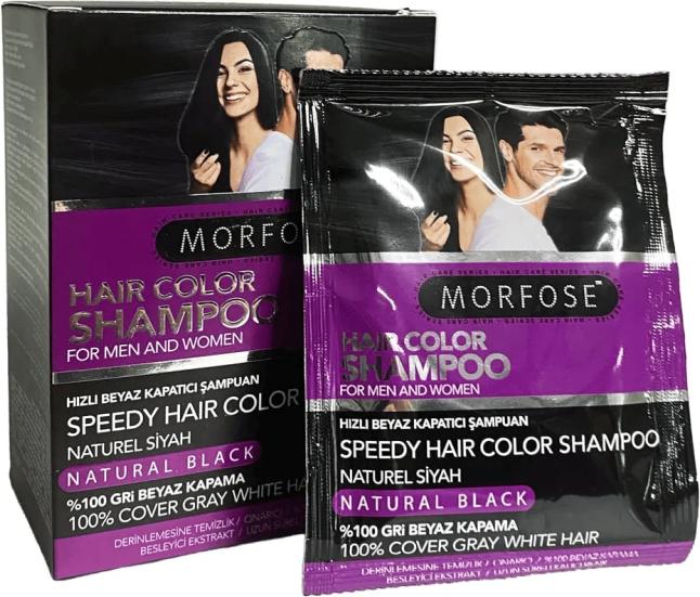 Morfose Speedy Hair Color Shampoo Natural Black 25ml x 10