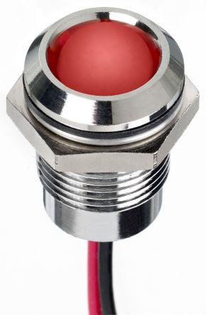 Produktbild RS PRO 14mm prom IP67 sealed chrome LED,red 24V