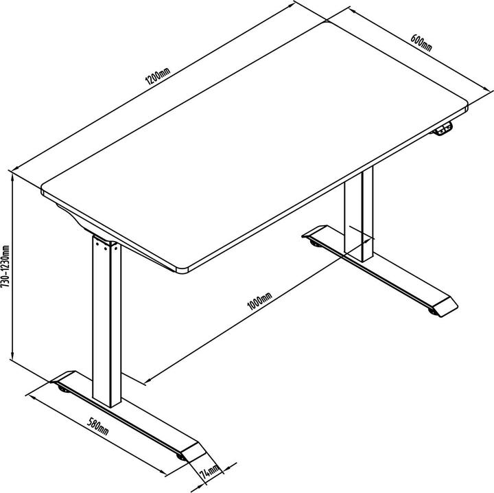 Actual product image Digitus Electric Height-Adjustable Desk (120 x 60 x 73 cm)