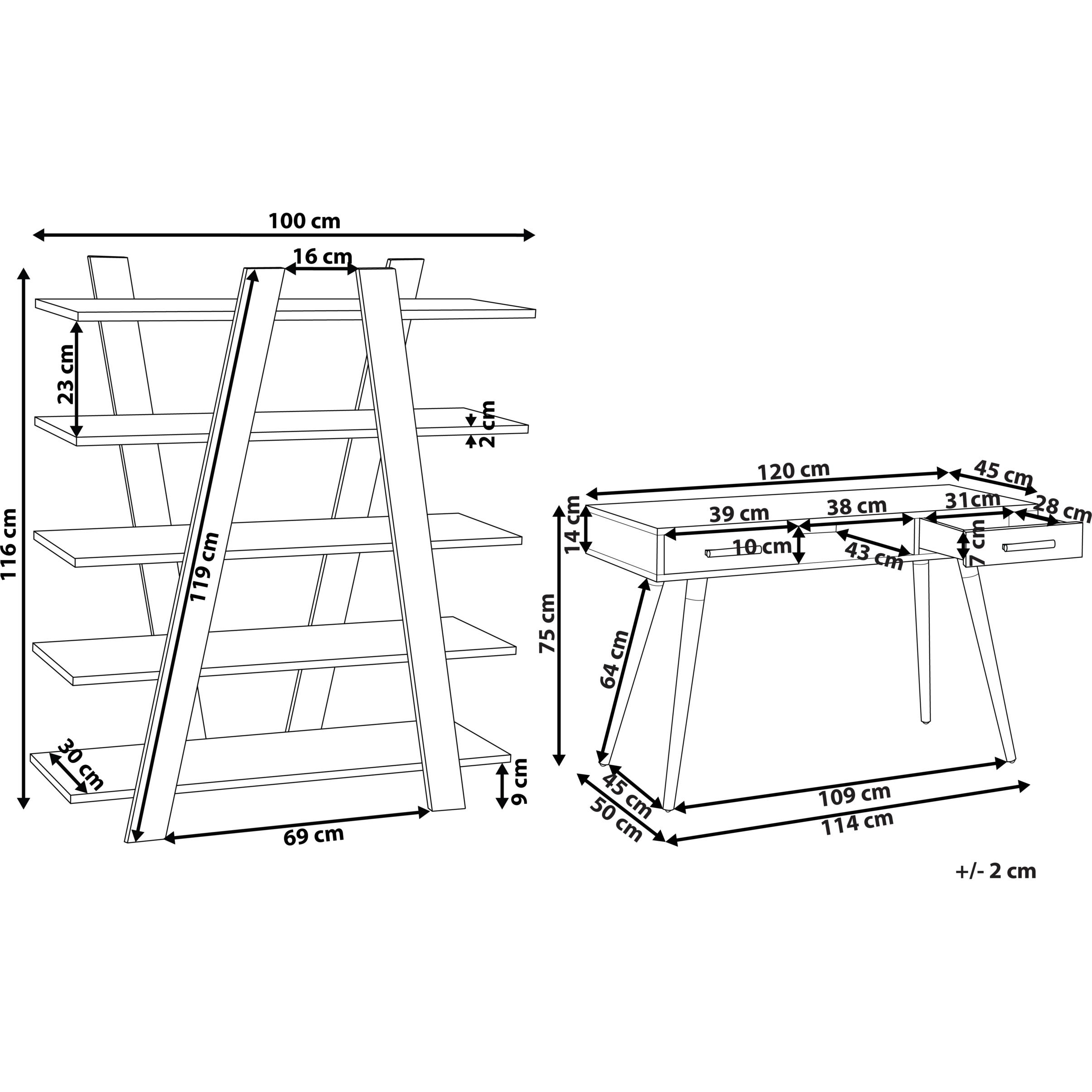 Thumbnail - Beliani, Schreibtisch, Büromöbel-Set weiss / grau ESCALANTE/FRISCO (100 x 33 x 116 cm)