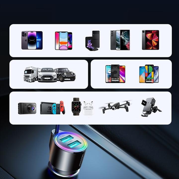 Produktbild Joyroom 3-in-1 fast car charger with Lightning cable 1.5m 17W