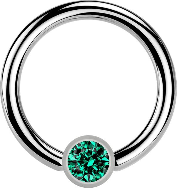 Actual product image Star Piercing Micro Ball Closure Ring silver and crystal turquoise (without brass, Titanium G23)
