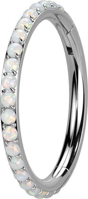 Actual product image Star Piercing Micro segment ring hinged silver side opals white (without brass, Titanium)