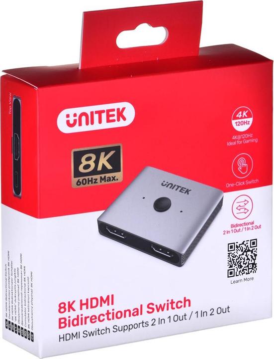 Produktbild Unitek Dwukierunkowy przełącznik HDMI 2.1 8K 2na1