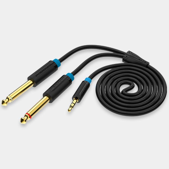 Produktbild Vention BACBJ Male TRS 3.5mm to 2x Male 6.35mm Audio Cable 5m Black (5 m)
