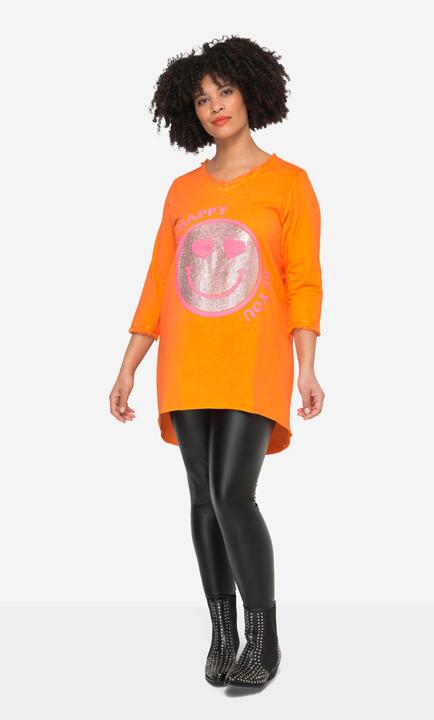 Produktbild Angel of Style T-Shirt, A-Linie, Pailletten-Smiley, V-Ausschnitt, 3/4-Ärmel (46)