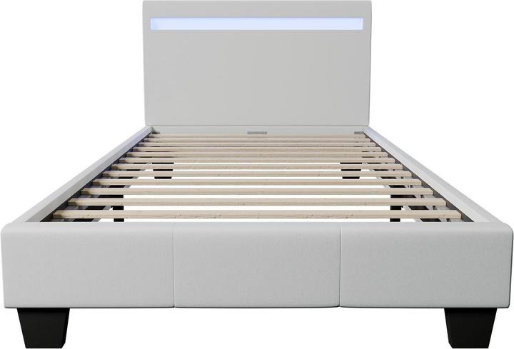 Actual product image Juskys LED upholstered bed Verona with slatted frame (90 x 200 cm)